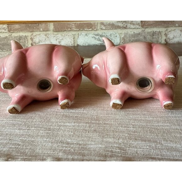 Clay Art Vintage Piggy Bank with Coins Salt and Pepper Shakers - Picture 7 of 16